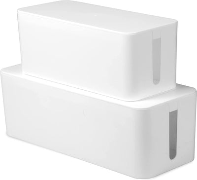 Iron Forge Cable Cable Management Box, 2 Pack - White Cord Organizer & Hider