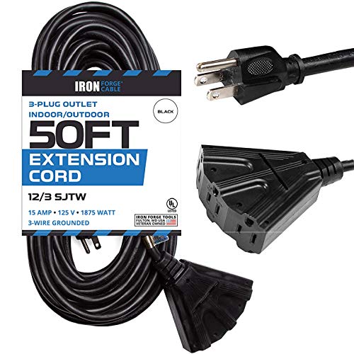 25 Foot Outdoor Extension Cord with 3 Electrical Power Outlets