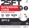 25 Ft White Extension Cord 2 Pack - 16/2 Durable Electrical Cable
