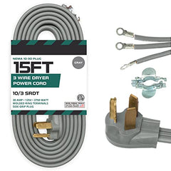 Iron Forge Cable 3 Prong Dryer Extension Cord 10 Ft, 220V Extension Cord  NEMA 10-30 Plug SRDT, 10/3 Dryer Cable 3 Prong Flat Hea