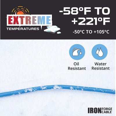 10 Ft All Weather Extension Cord - Stays Flexible in Extreme Cold & Hot Temperatures from -58¬∞F to +221¬∞F - 12/3 SJEOW Heavy Duty Lighted Outdoor Extension Cable
