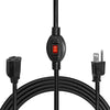 1.5 Ft Outdoor Extension Cord with Switch On/Off - 16/3 SJTW 13 Amp Black Cable
