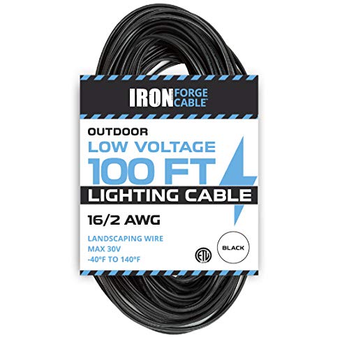 16/2 Low Voltage Landscape Wire - 100ft Outdoor Low-Voltage Cable for Landscape Lighting, Black