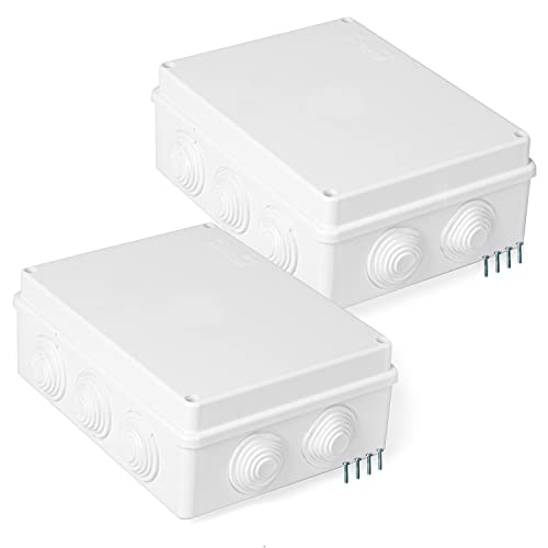 2 Pack of Outdoor Electrical Junction Boxes - 6 x 4 Inch Dustproof Waterproof Plastic Box Universal Durable Electrical Project Enclosures Cover