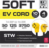 EV Extension Cord /30 Amp Dryer - 10-30P to 10-30R STW Black 50 Ft