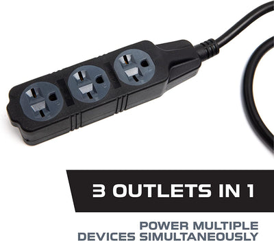 Electrical Adapter Power Cord, 10 Ft-14/3, 6-15P Male Plug-Three 240 Volt Outlet