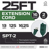 25 Ft Green Extension Cord 2 Pack - 16/2 Durable Electrical Cable with 3 Power Outlets