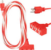10 Ft Outdoor Candy Cane Extension Cord with 3 Electrical Power Outlets - 16/3 SJTW Durable Red & White Cable