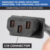5 Pack of 3 Ft Power Cords for TV Computer or Monitor (NEMA 5-15P to C13) - 18/3 Replacement Audio & Video Power Cable, Black