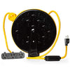 Retractable Extension Cord Reel with 3 Electrical Power Outlets - Perfect for Hanging from Your Garage Ceiling (16/3 Gauge, 30ft Length - Yellow & Black)