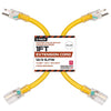 2 Pack, 1 Ft Lighted Outdoor Extension Cords-12/3 Yellow Cable - 3 Prong Plug
