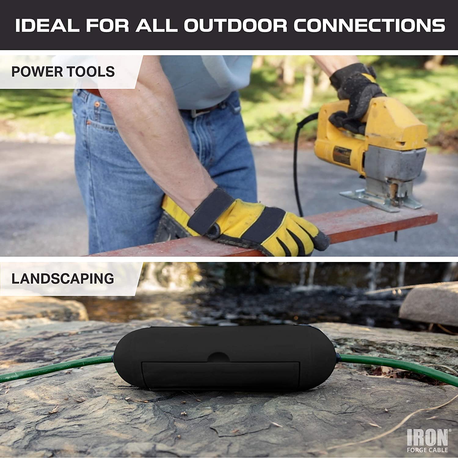 Cord Protect Outdoor Extension Cord Cover and Plug Protection, Black