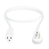 3 Ft Rotating Flat Plug Extension Cord - 16/3 SJT Durable White Electrical Cable, 13 AMP