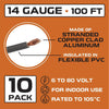 14 Gauge Primary Wire - 10 Roll Assortment Pack - 100 Ft of Copper Clad Aluminum Wire per Roll
