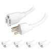 5 Pack of 1 Ft Outdoor Extension Cords - 16/3 SJTW Durable White Electrical Cable