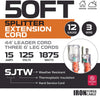 1 to 3 Extension Cord Splitter - 50 Foot Orange Power Cord Splitter - 12/3 Outdoor Outlet & Plug Splitter Cable