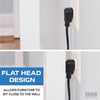 6 Ft Extension Cord with 3 Electrical Power Outlets - 16/3 Durable Black Cable