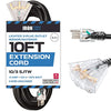 10 Ft Outdoor Extension Cord-3 Outles-10/3 Black 10 Gauge Lighted-3 Prong Plug