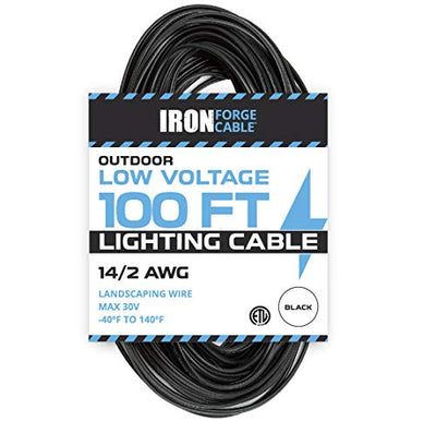 14/2 Low Voltage Landscape Wire - 100ft Outdoor Low-Voltage Cable for Landscape Lighting, Black