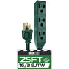 25 Ft Extension Cord with 3 Electrical Power Outlets - 16/3 SJTW Durable Green Cable