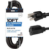 10 Ft Outdoor Extension Cord - 16/3 Durable Black Cable