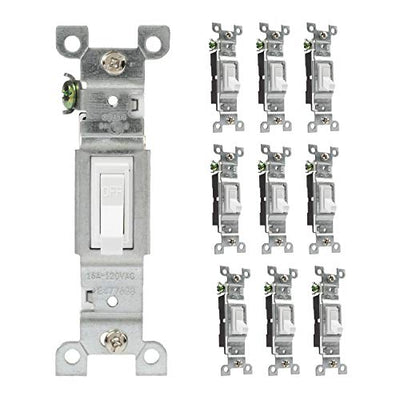 Toggle Light Switch, 10 Pack - 3 Way, Residential Grade, 15 Amp, 120/277V, UL Listed
