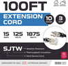100 Ft Iron Forge Cable Outdoor Extension Cord - 10/3 SJTW 10 Gauge Extension Cable with 3 Prong Grounded Plug for Safety - Great for Garden and Major Appliances
