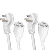 2 Pack of 3 Ft Outdoor Extension Cords with 45¬∞ Angled Flat Plug - 16/3 SJTW Durable White Electrical Cable