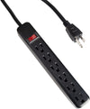 6 Outlet Surge Protector Power Strip - 14/3 SJT Black Surge Suppressor with 10 Foot Long Extension Cord, 15A/1875W, ETL Listed