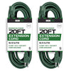 2 Pack of 20 Ft Outdoor Extension Cords - 16/3 Durable Green Cord
