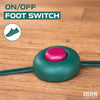 15 Ft Extension Cord with Foot Switch and 3 Electrical Power Outlet - 16/2 Durable Green Foot Tap Extension Cord