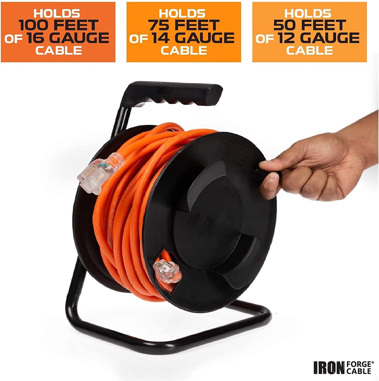 Iron Forge Extension Cord Storage Reel-Metal Stand, Black - Portable C - iron  forge tools