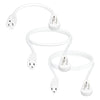 Multi Pack of Rotating Flat Plug Extension Cords, 1ft 3ft & 6ft - 16/3 SJT Durable White Electrical Cable, 13 AMP
