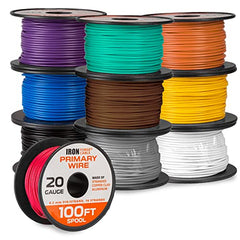 18 Gauge Primary Wire - 10 Roll Assortment Pack - 100 Ft of Copper Cla -  iron forge tools