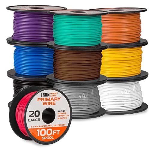 16 Gauge Primary Wire - 10 Roll Assortment Pack - 100 Ft of Copper Clad  Aluminum Wire per Roll
