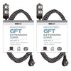6Ft Fabric Extension Cord 2 Pack - 16/2 SPT-2 Black and White Braided Cloth Electrical Power Cable Set