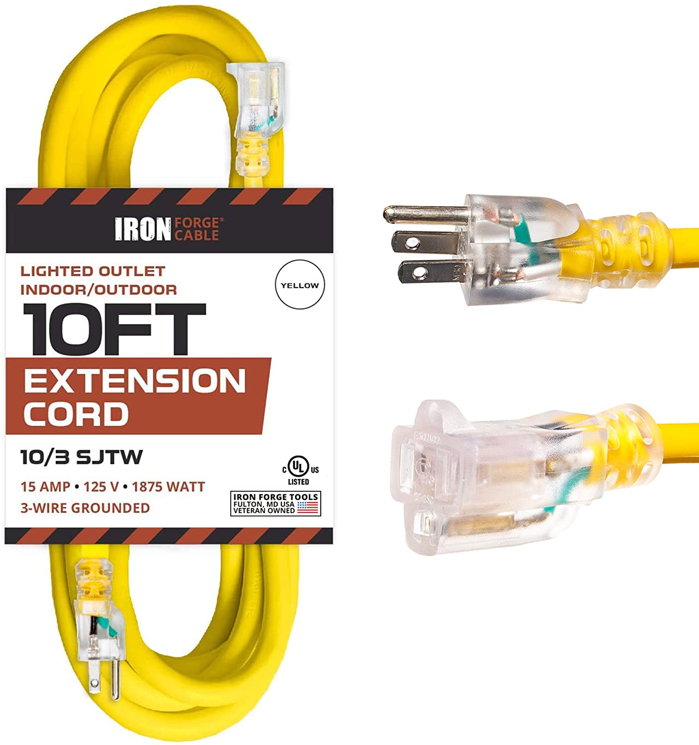Iron Forge Cable 3 Prong Dryer Extension Cord 10 Ft, 220V Extension Cord  NEMA 10-30 Plug SRDT, 10/3 Dryer Cable 3 Prong Flat Hea