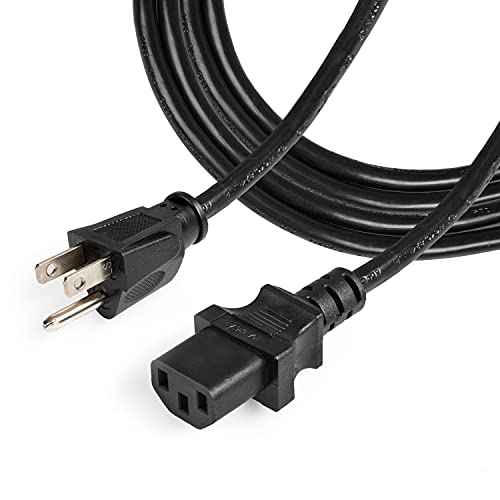 6 Ft Power Cord for TV Computer or Monitor (NEMA 5-15P to C13) - 18/3 Replacement Audio & Video Power Cable, Black