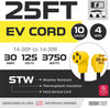 EV Extension Cord / 30 Amp Dryer Cord- 14-30P to 14-30R Black STW 25 Ft
