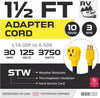 30 Amp to 50 Amp RV Electrical Adapter Power Cord, 1.5 Ft - 10/3 STW