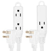 2 Pack of 25 Ft Extension Cords with 3 Electrical Power Outlets - 16/3 Durable White Cable