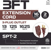 3 Ft Brown Extension Cord 2 Pack - 16/2 Durable Electrical Cable