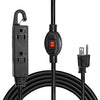 6 Ft Extension Cord with Switch On/Off - 16/3 STJW Black Cable with 3 Electrical Power Outlets, 13 AMP