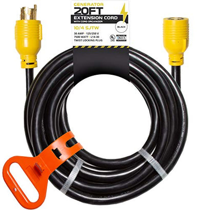 30 Amp Generator Cord - L14-30 20 Ft Generator Power Cable with Organi -  iron forge tools