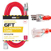 6 Ft Lighted Extension Cord - 14/3 SJTW Heavy Duty Red Outdoor Extension Cable with 3 Prong Grounded Plug for Safety - Great for Garden & Major Appliances