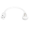 1 Ft Rotating Flat Plug Extension Cord - 16/3 SJT Durable White Electrical Cable