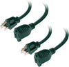 2 Pack of 100 Ft Green Extension Cords - 16/3 SJTW Durable Electrical Cable Set