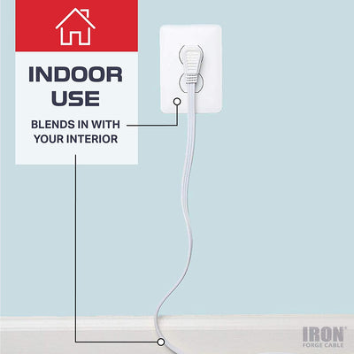 10 Ft Extension Cord with 3 Electrical Power Outlet - 16/3 Durable White Cable