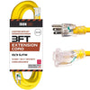 3 Foot Lighted Outdoor Extension Cord - 10/3 SJTW Yellow 10 Gauge Extension Cable with 3 Prong Grounded Plug for Safety - Great for Garden and Major Appliances