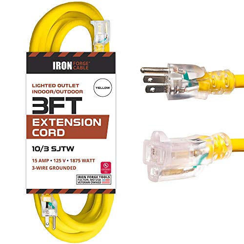  Iron Forge Cable 220/240 Volt Extension Cord, 10 Ft - 14/3 SJTW  6-15P Male Plug to Three Box Outlets : Tools & Home Improvement